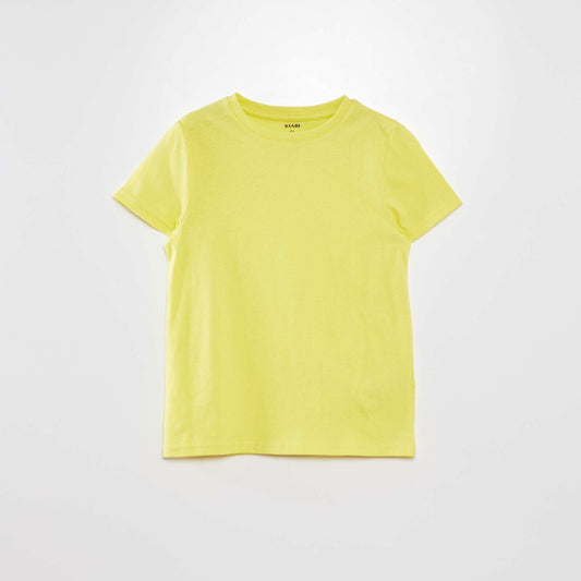 Camiseta lisa con cuello redondo amarillo