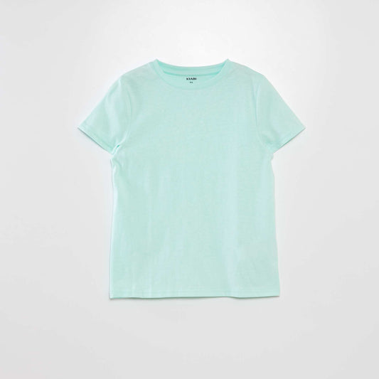 Camiseta lisa con cuello redondo VERDE