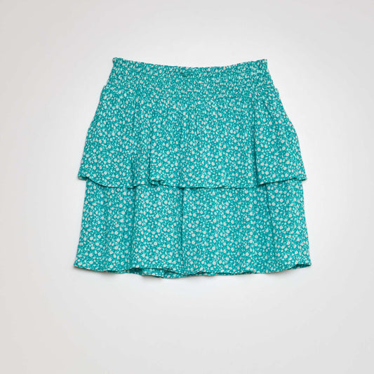 Falda estampada con volante VERDE