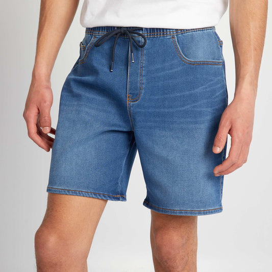 Bermudas vaqueras con cintura elástica AZUL