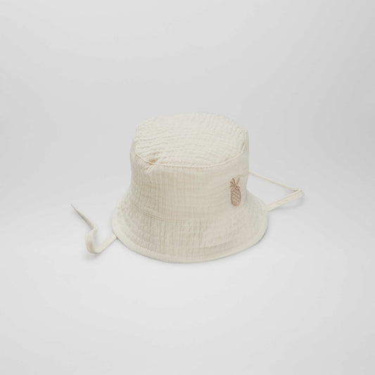 Gorro bucket de gasa de algodón BLANCO