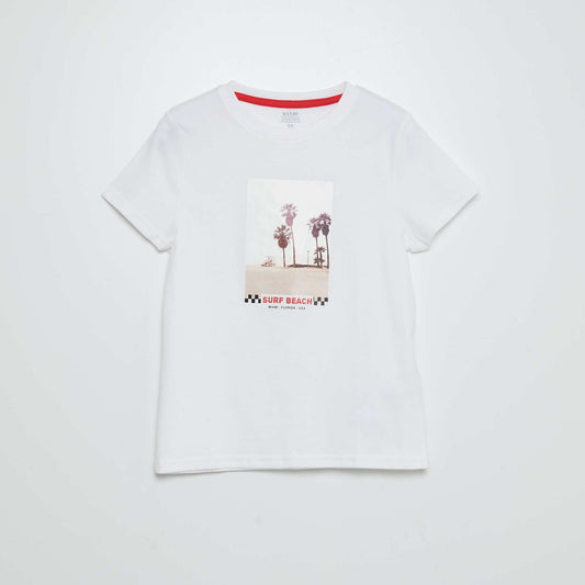 Camiseta estampada con cuello redondo BLANCO