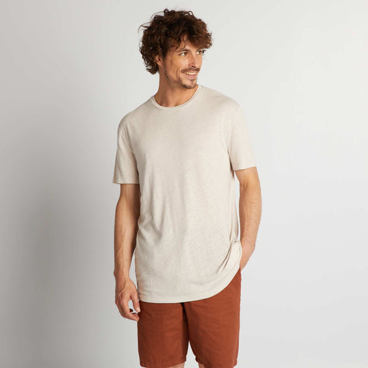 Camiseta de mezcla de lino beige