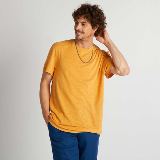 Camiseta de mezcla de lino AMARILLO