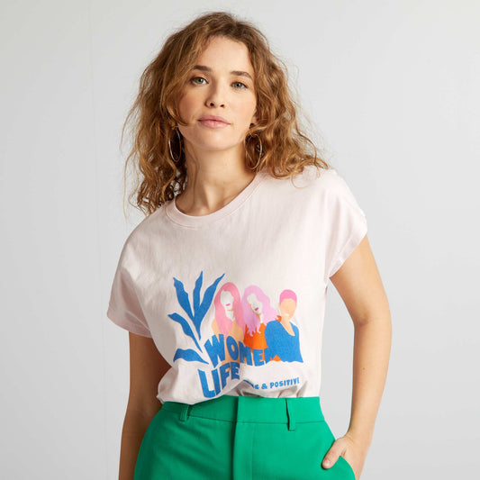 Camiseta de algodón con estampado ROSA