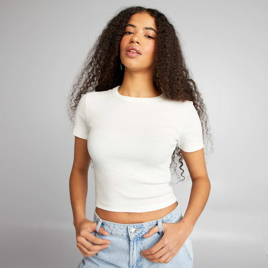 Camiseta cropped de manga corta BLANCO