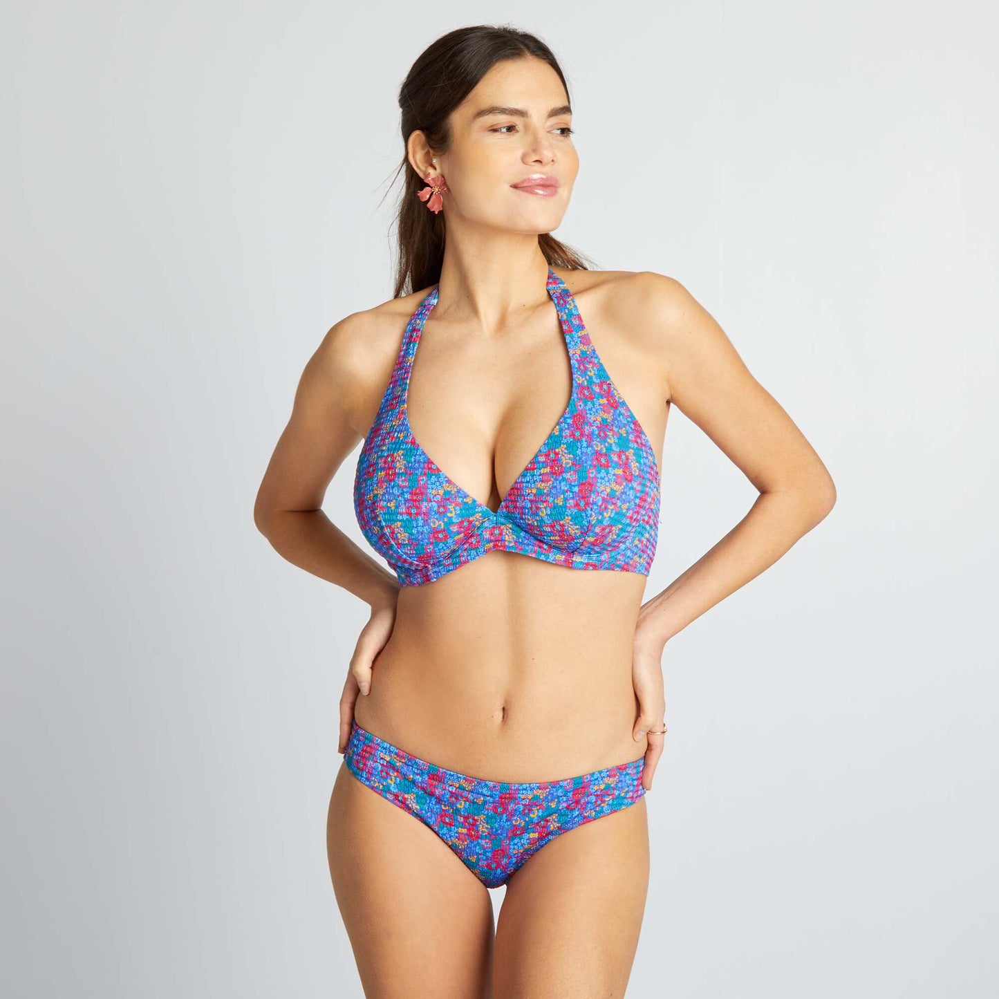 Braguita de bikini estampada de punto gofrado AZUL