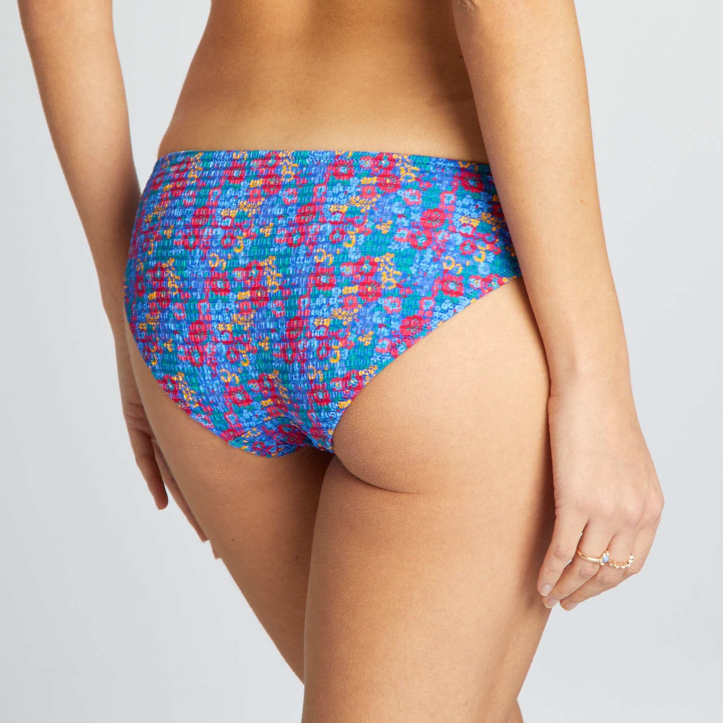 Braguita de bikini estampada de punto gofrado AZUL