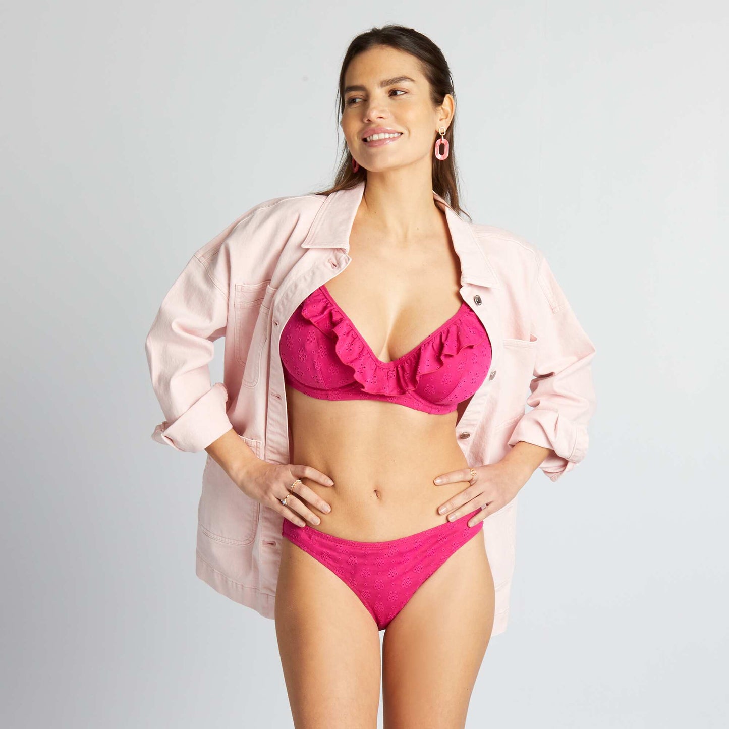 Braguita de bikini con estampado calado ROJO