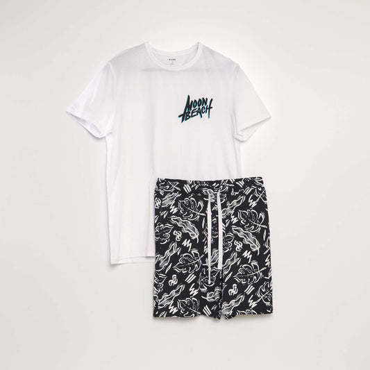 Conjunto de pijama con camiseta + short - 2 piezas NEGRO