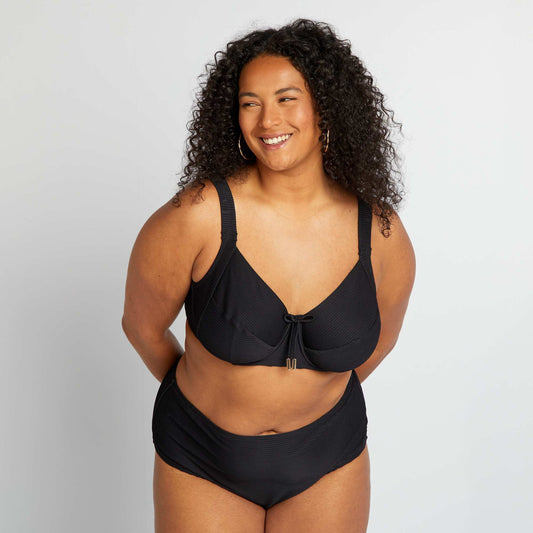 Sujetador de bikini plisado negro