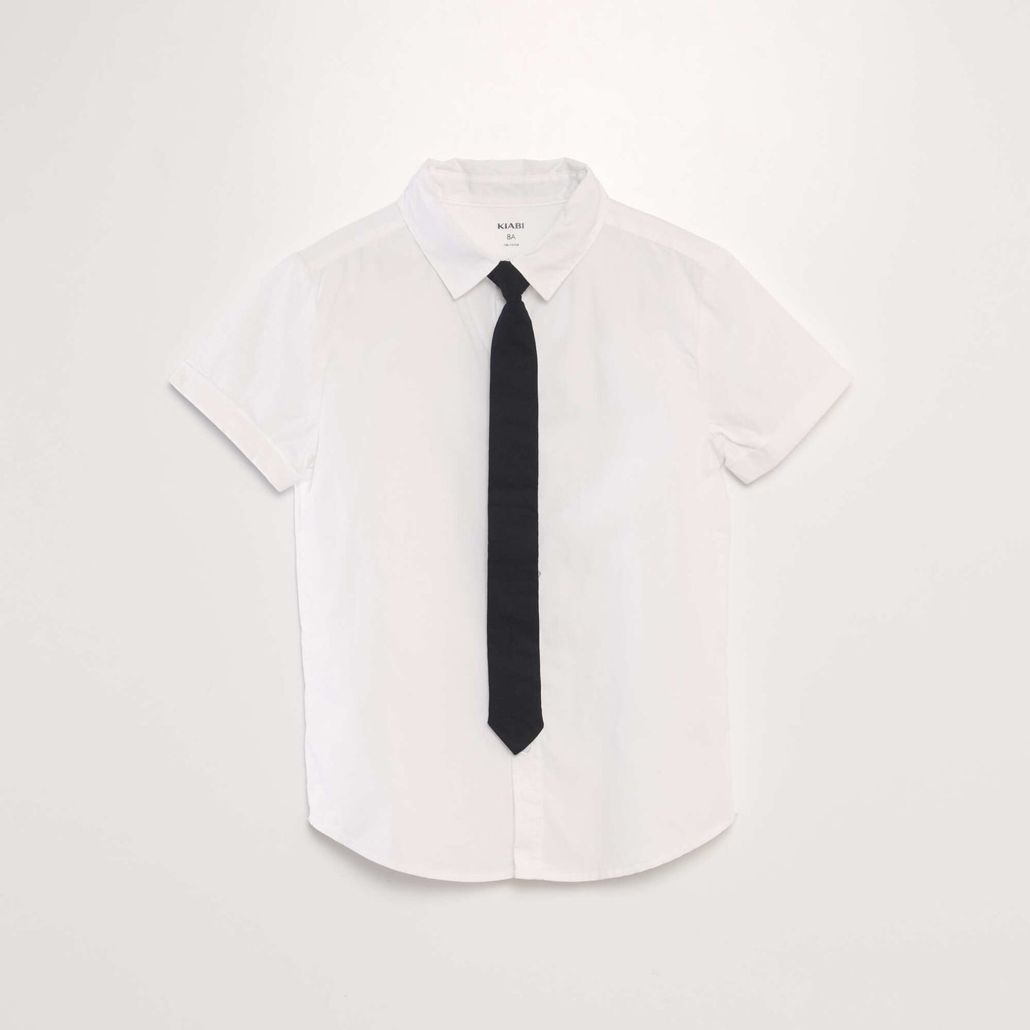 Conjunto de camisa de algodón + corbata  - 2 piezas blanco