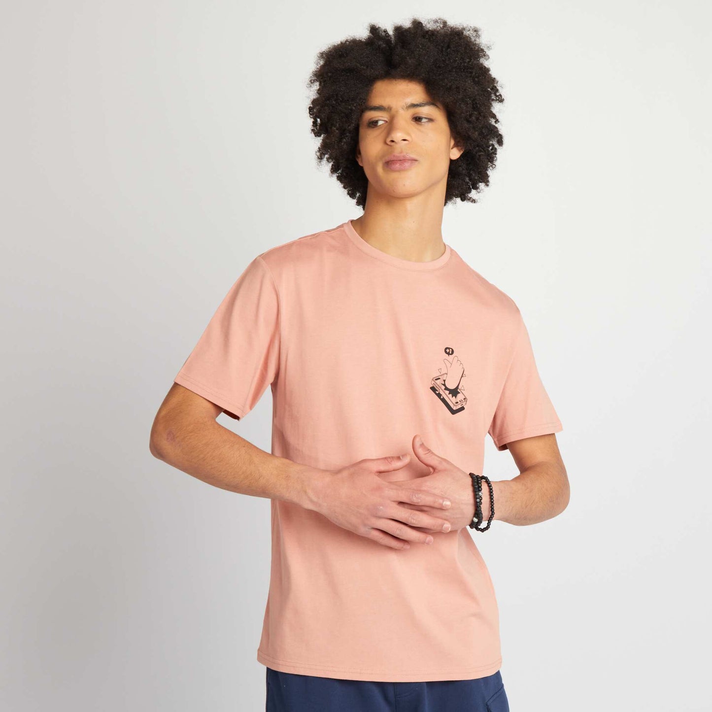 Camiseta de punto con cuello redondo ROSA