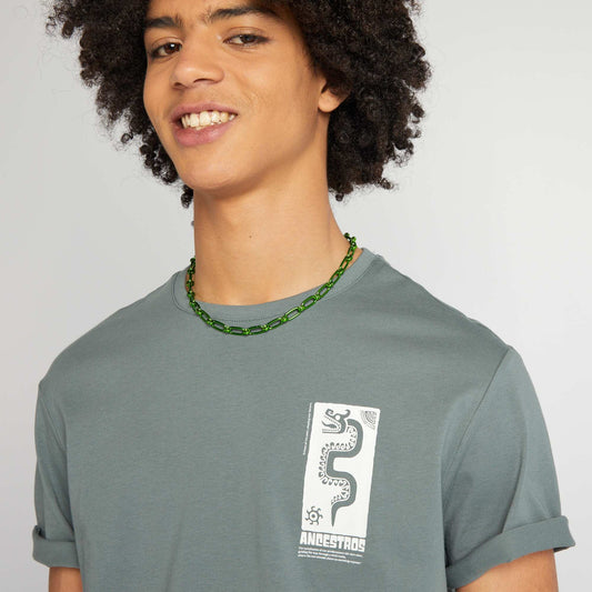 Camiseta de punto con cuello redondo VERDE