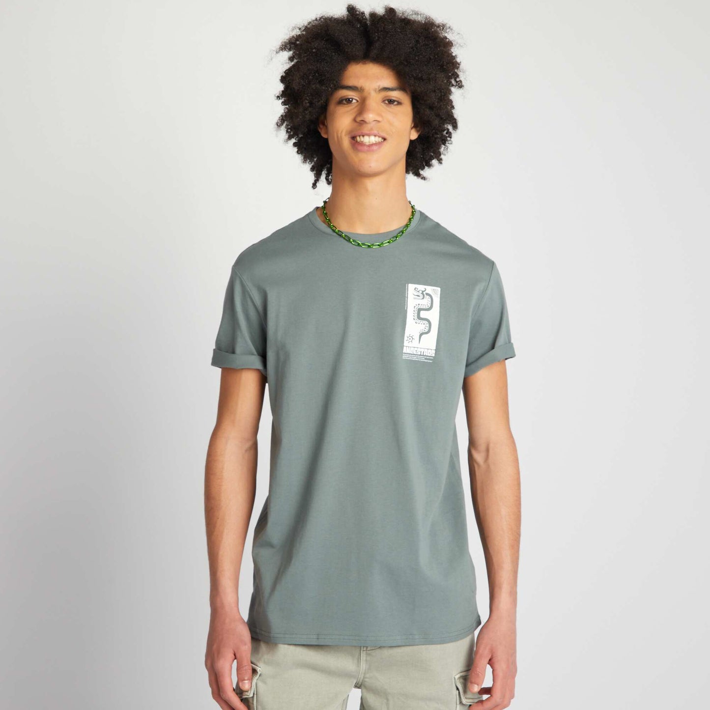 Camiseta de punto con cuello redondo VERDE