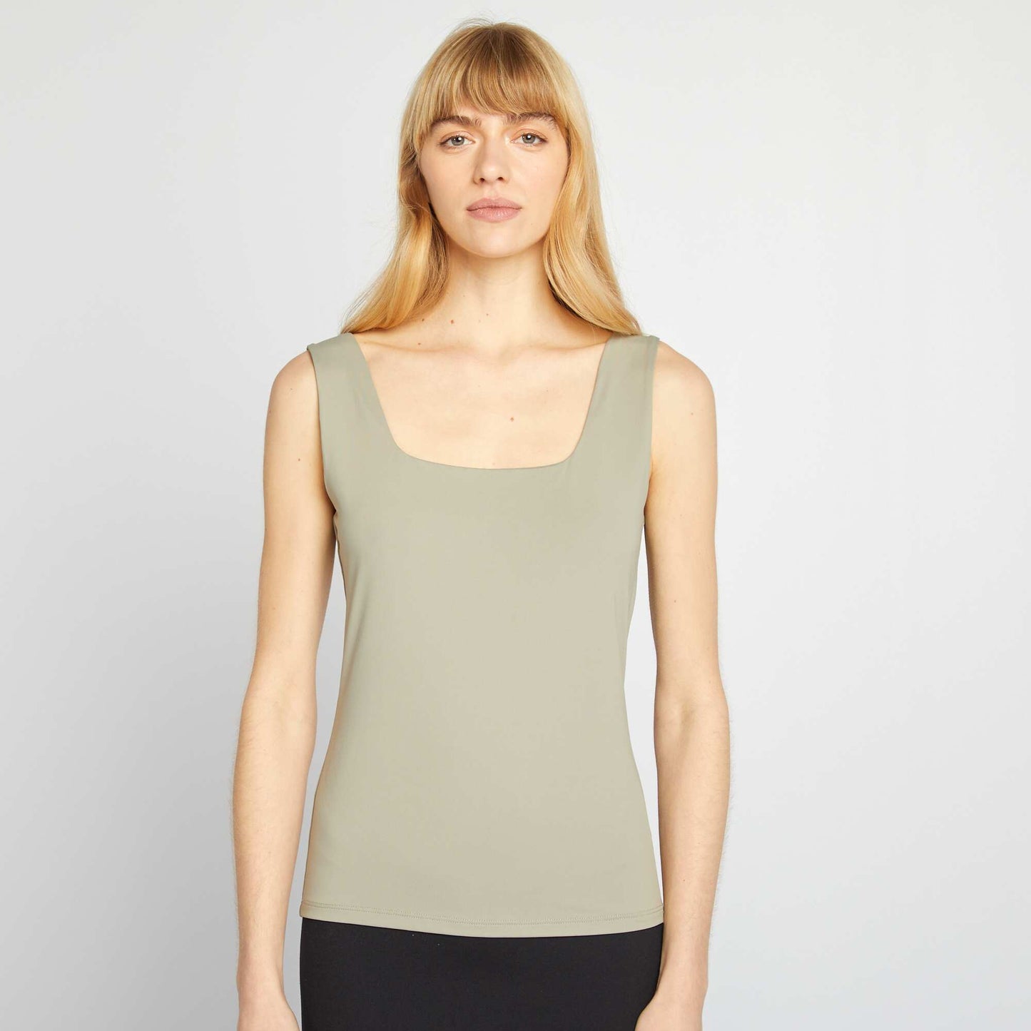 Camiseta elástica de cuello cuadrado VERDE