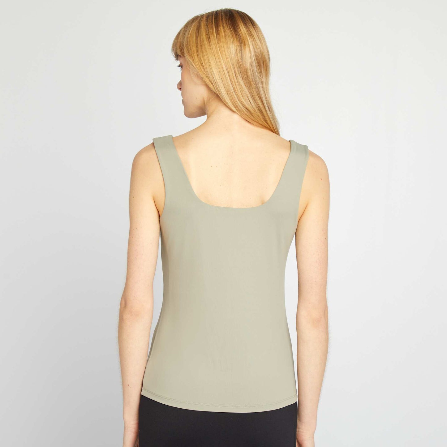 Camiseta elástica de cuello cuadrado VERDE
