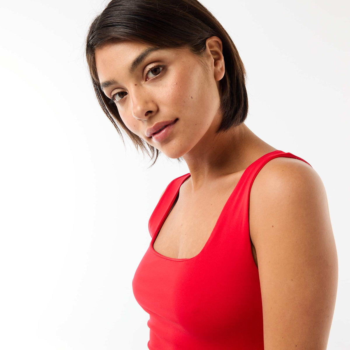 Camiseta de tirantes anchos cuello cuadrado ROJO