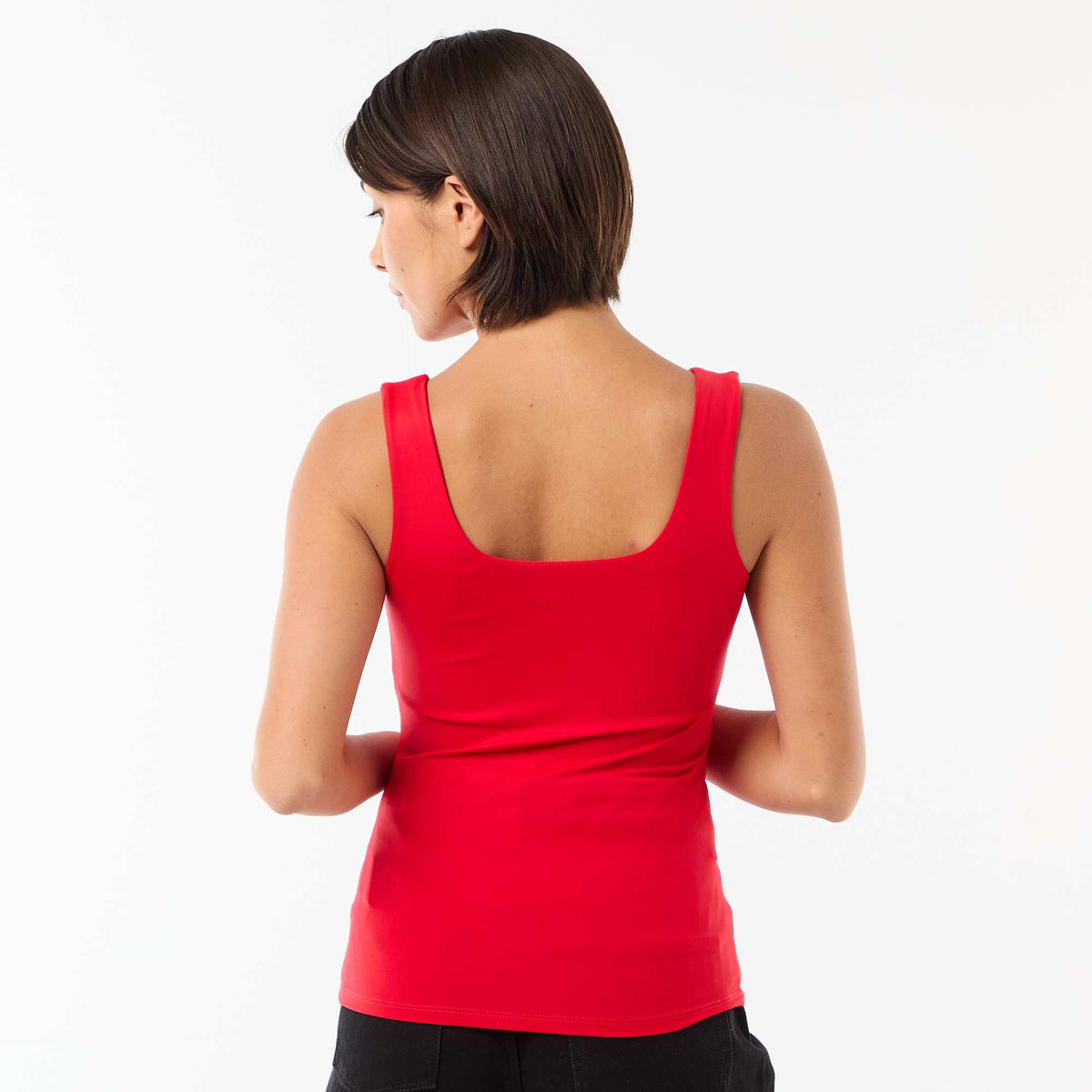 Camiseta de tirantes anchos cuello cuadrado ROJO