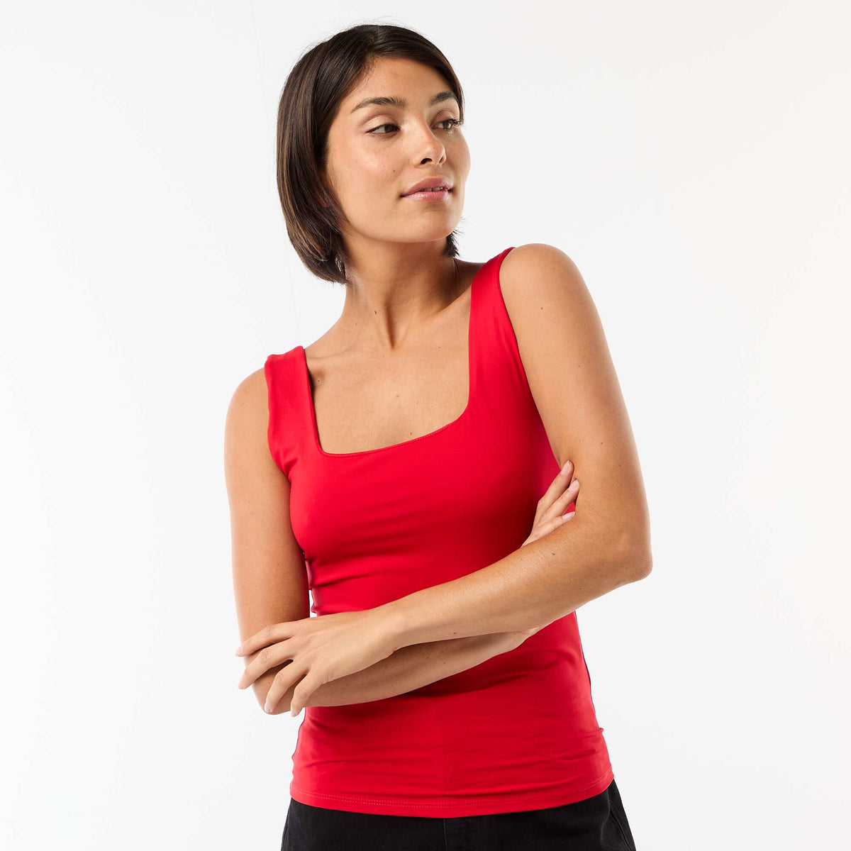 Camiseta de tirantes anchos cuello cuadrado ROJO