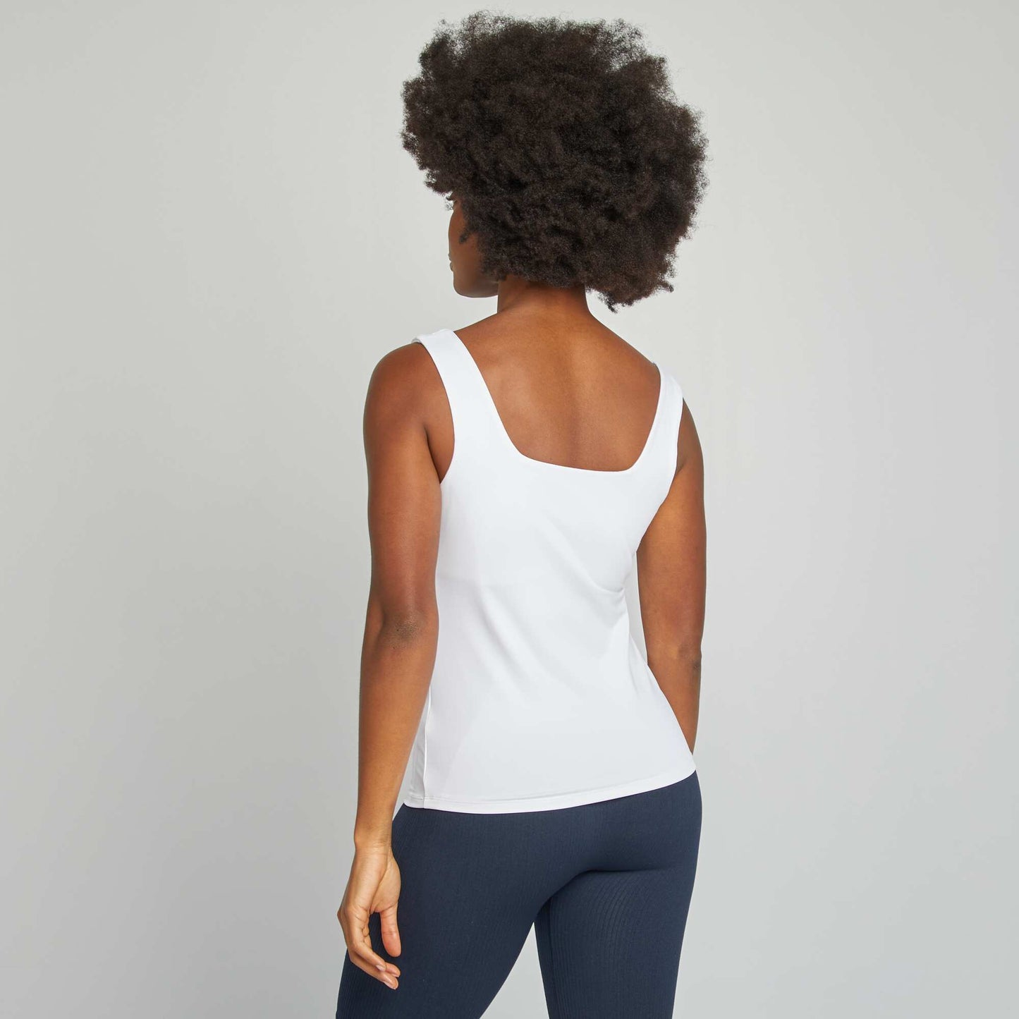 Camiseta elástica de cuello cuadrado BLANCO