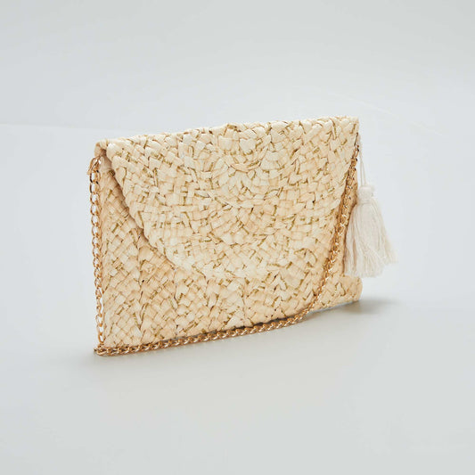 Bolso de paja + hilos brillantes BEIGE