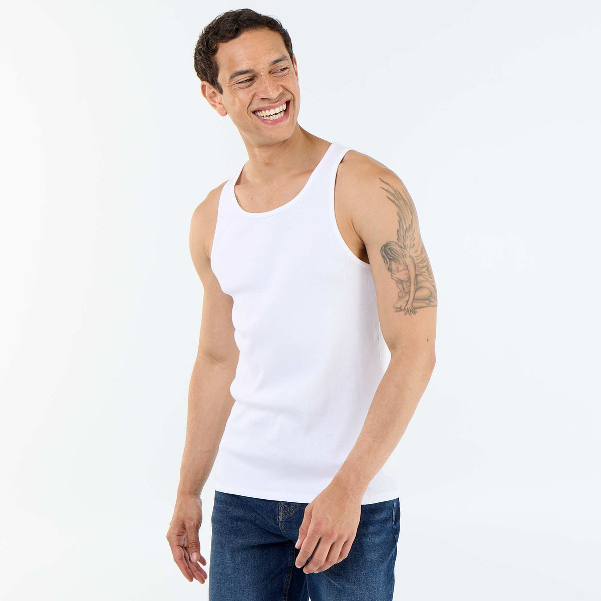 Camiseta lisa sin mangas BLANCO