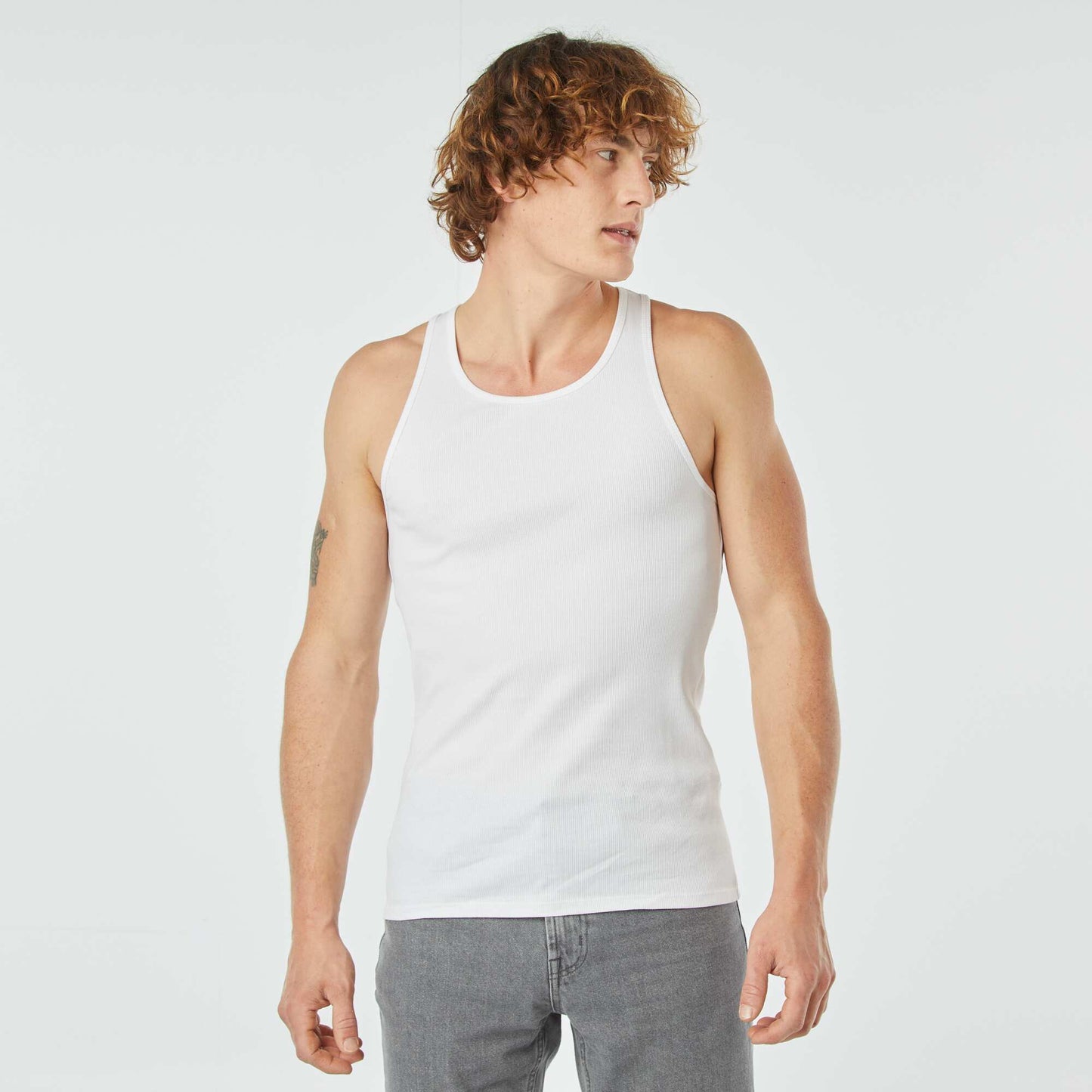 Camiseta lisa sin mangas BLANCO