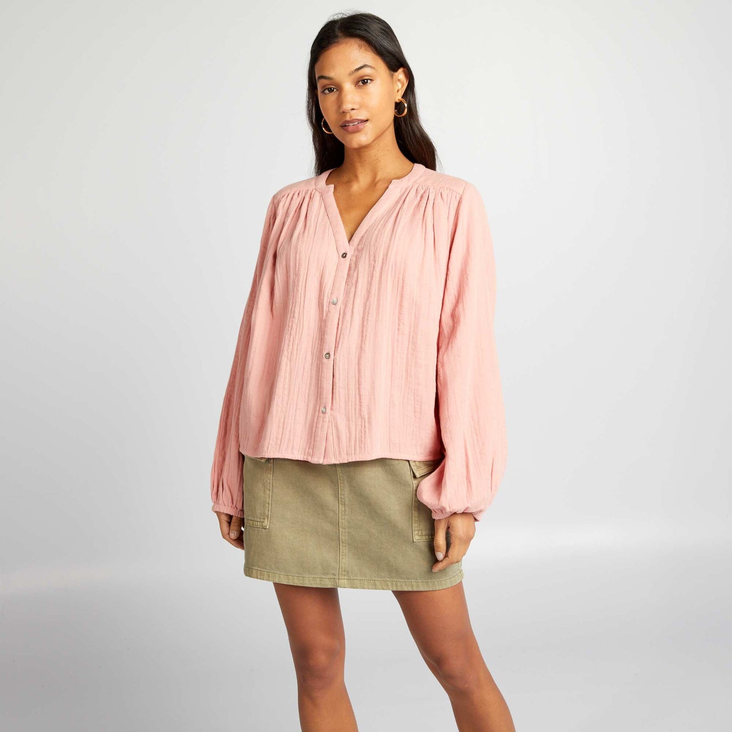 Blusa de gasa de algodón ROSA