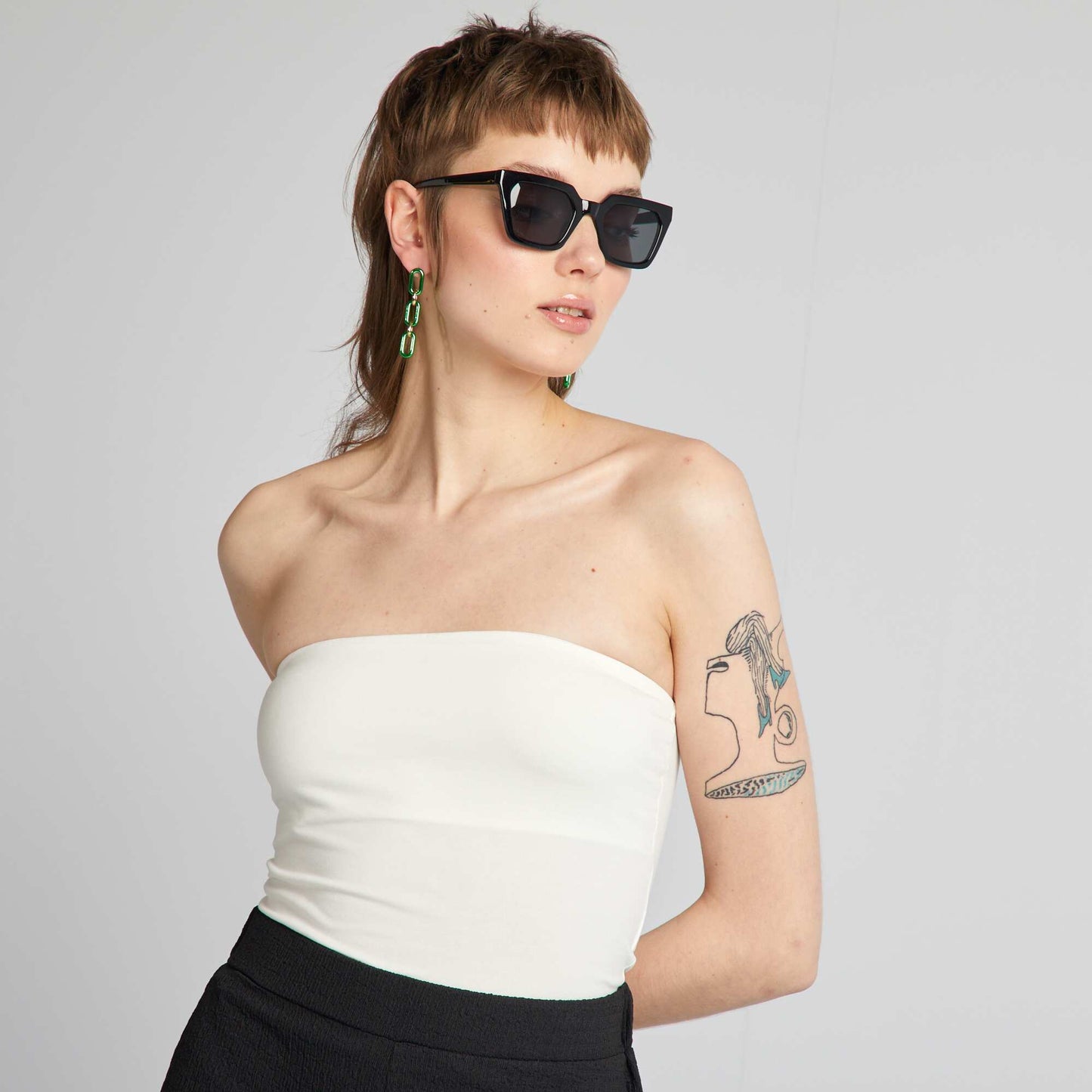 Camiseta bandeau de canalé BLANCO