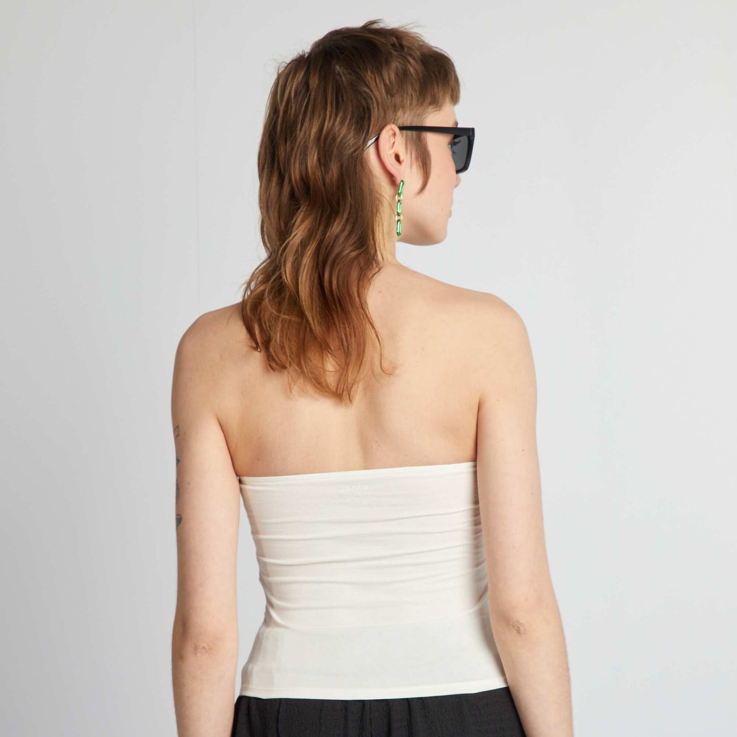 Camiseta bandeau de canalé BLANCO