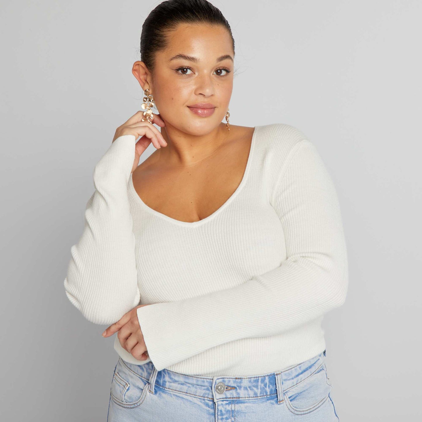 Sweater de canalé BLANCO