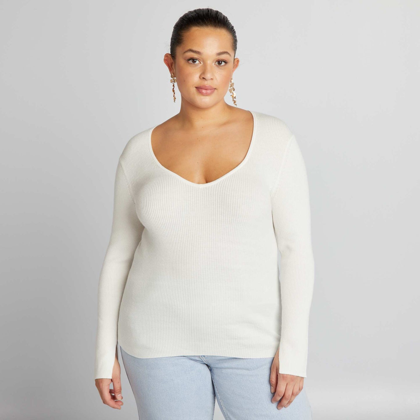 Sweater de canalé BLANCO