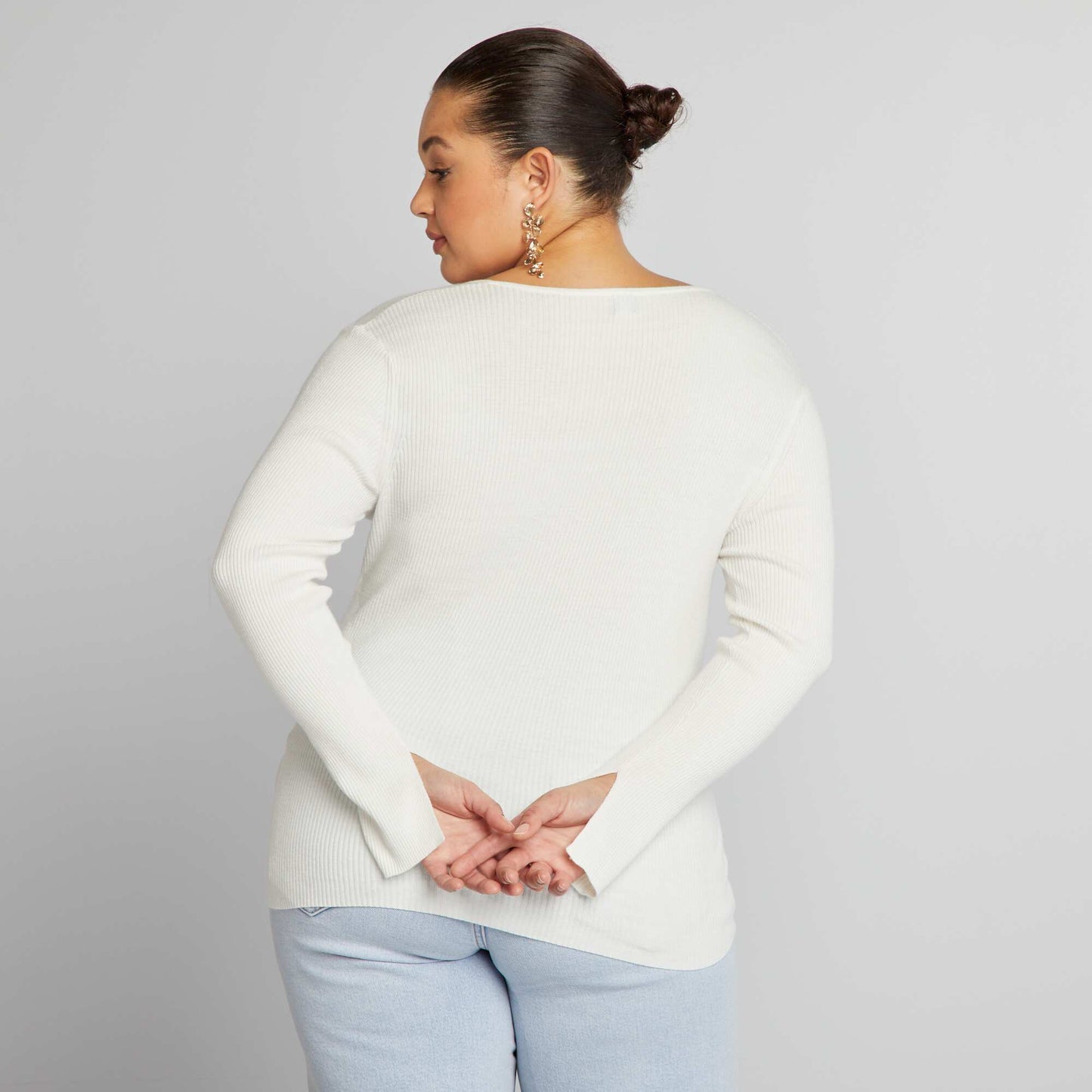 Sweater de canalé BLANCO