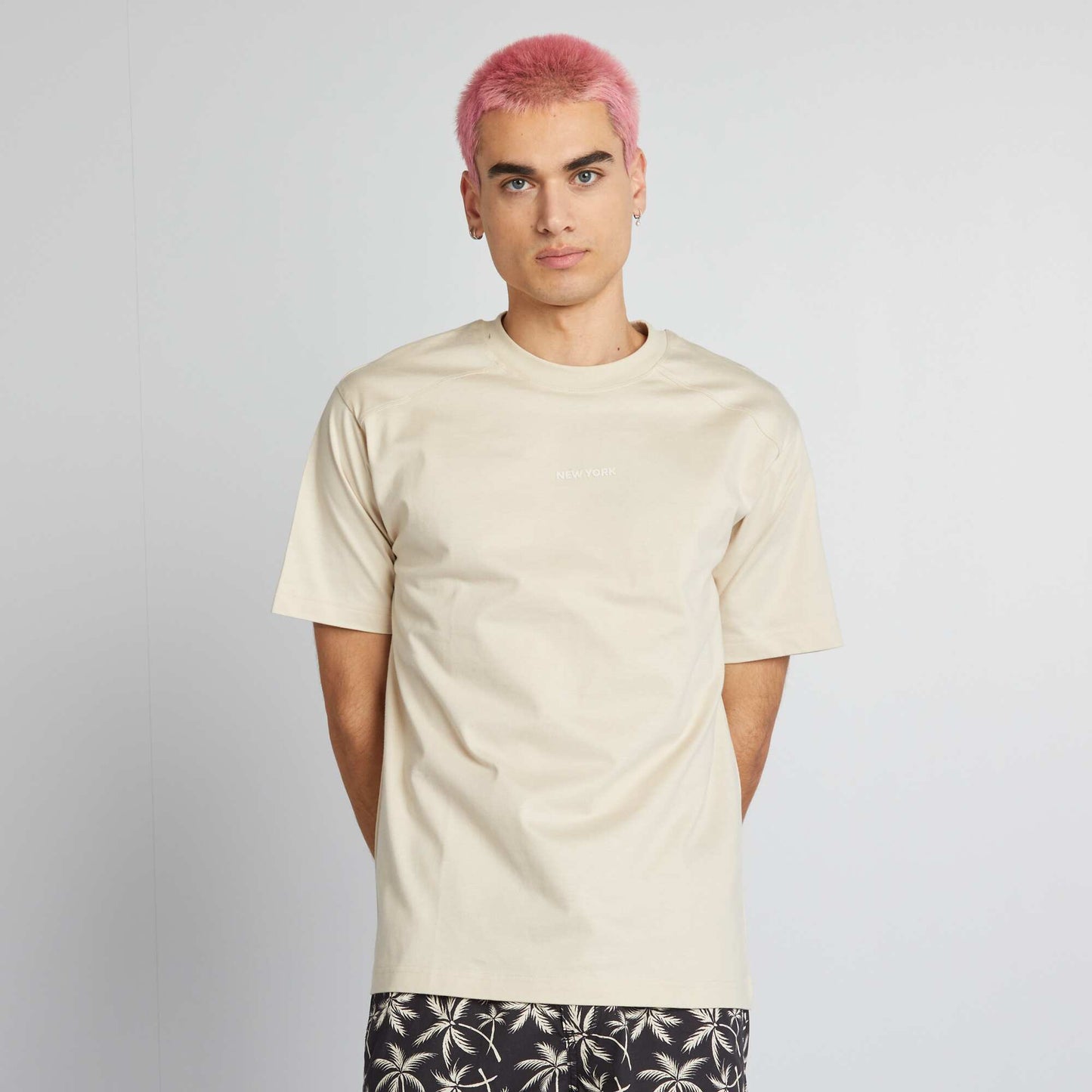 Camiseta de manga corta 'New York' BEIGE