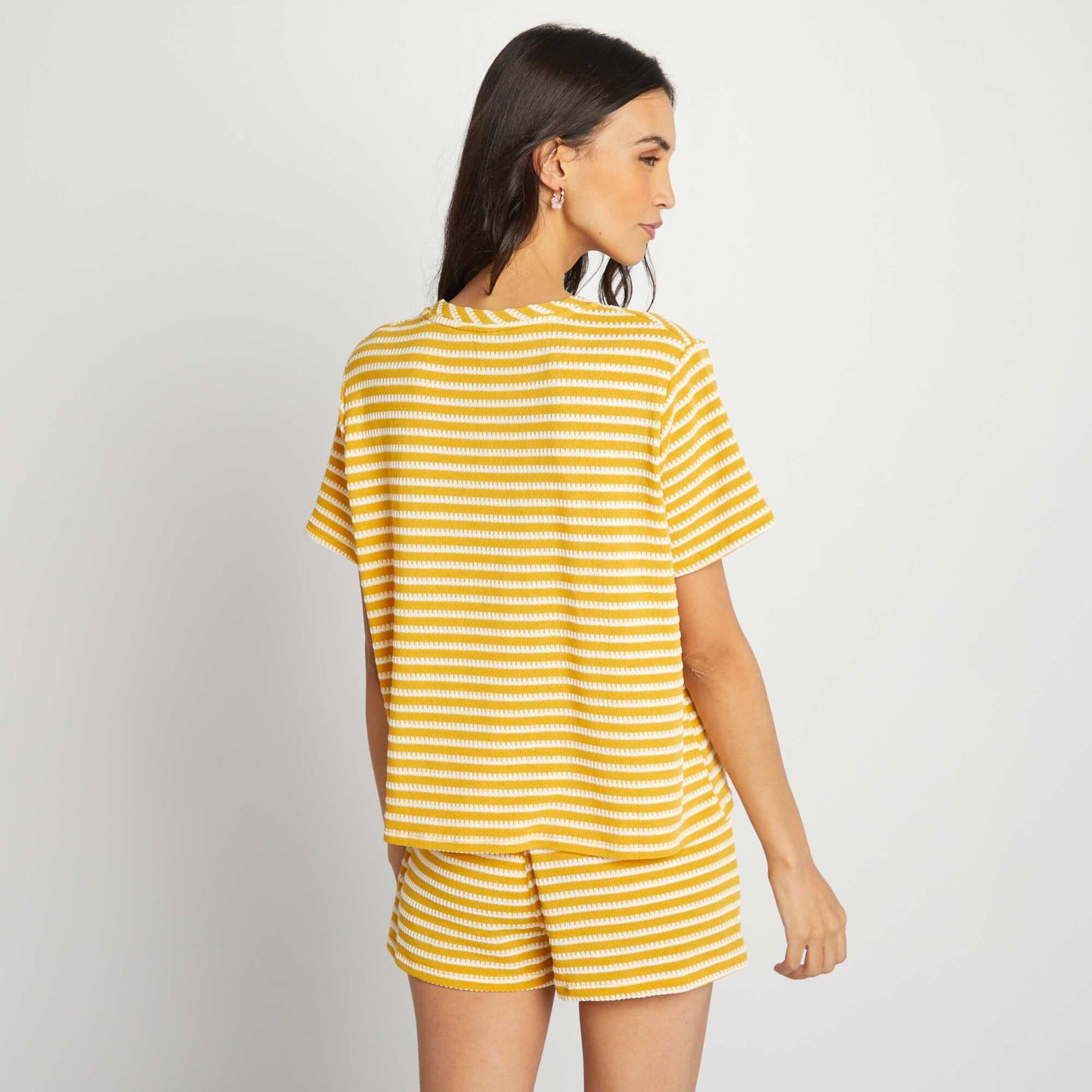 Camiseta de croché a rayas AMARILLO