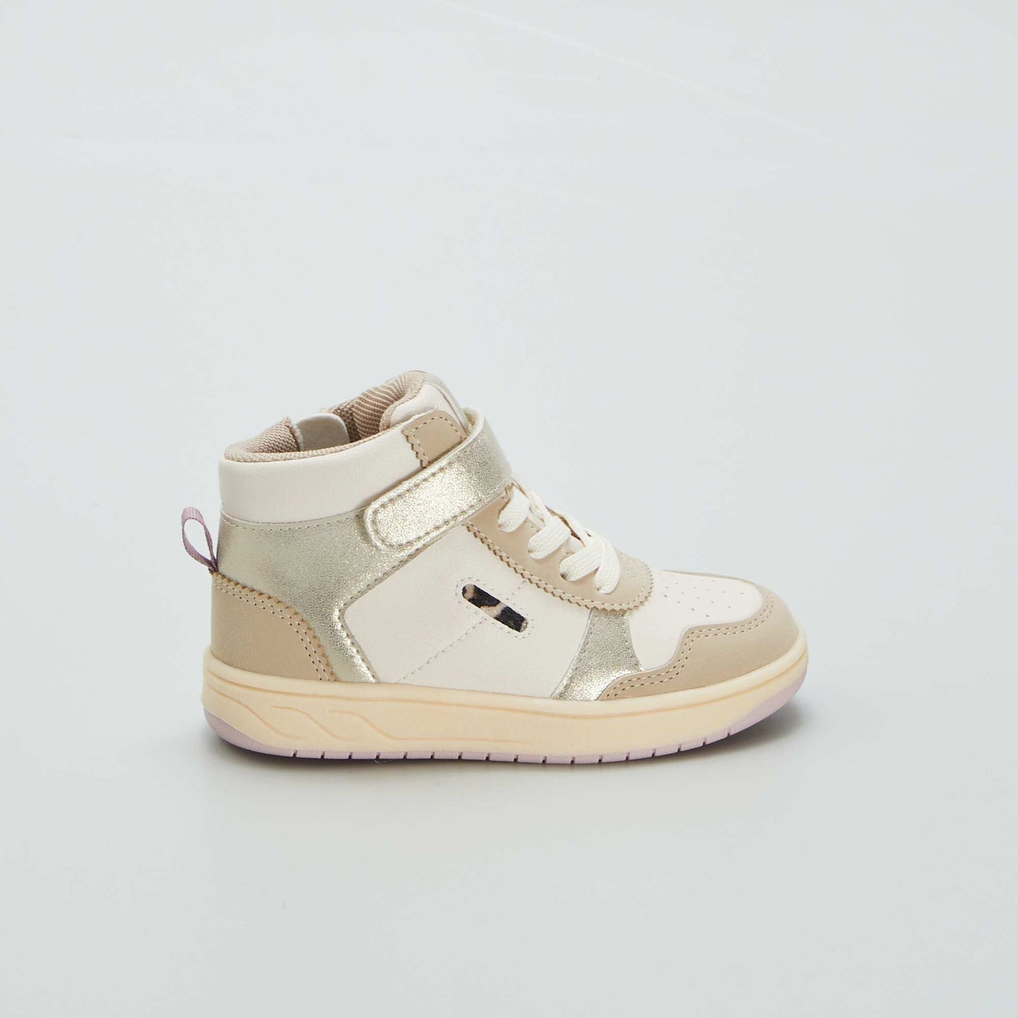 Zapatillas deportivas altas con velcro y cordones beige