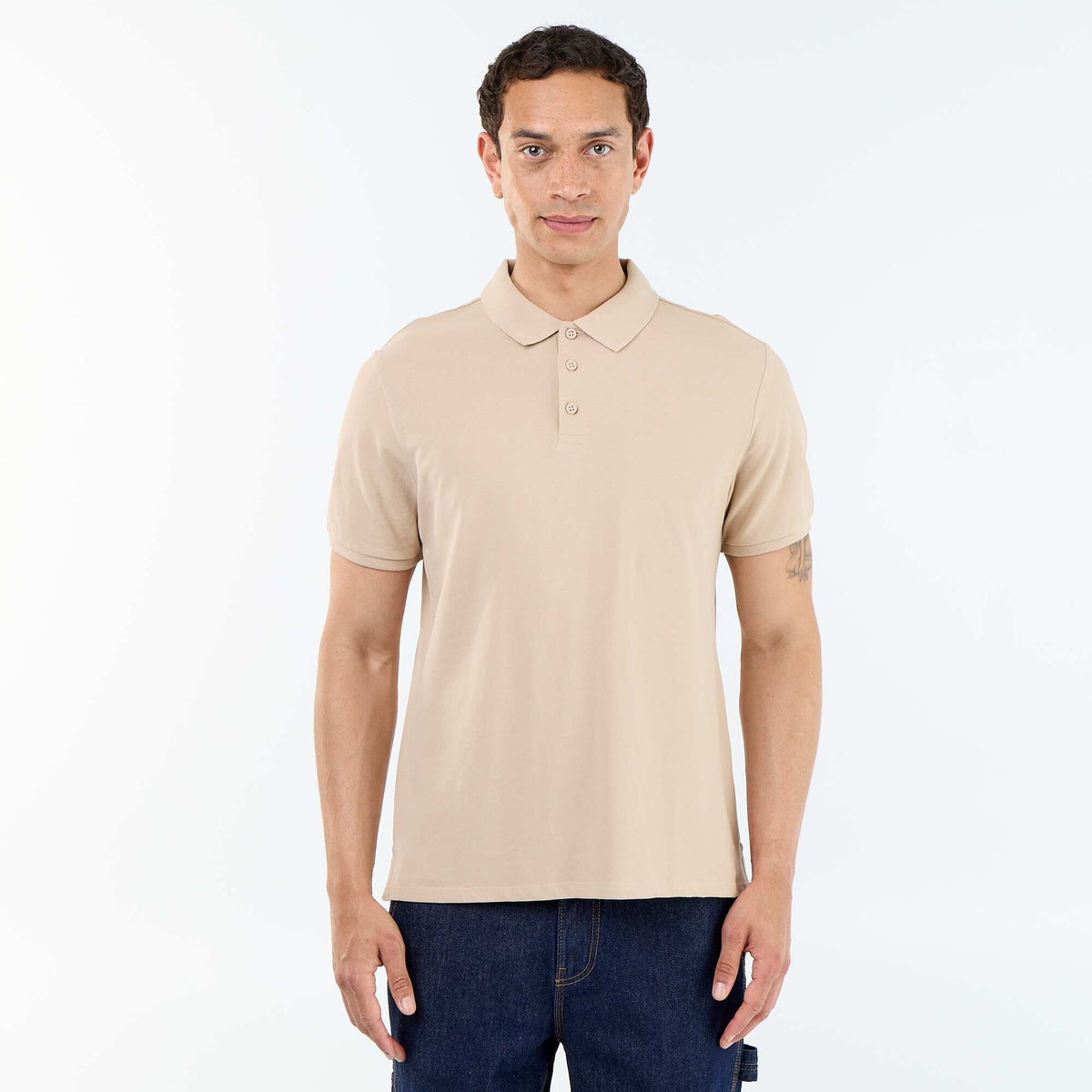 Remera de piqué de algodón BEIGE