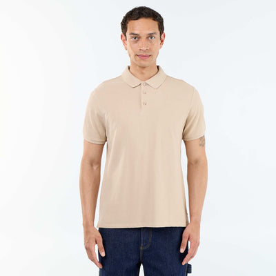 Remera de piqué de algodón BEIGE