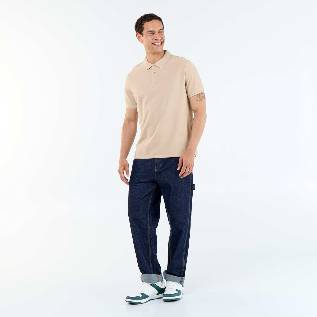 Remera de piqué de algodón BEIGE