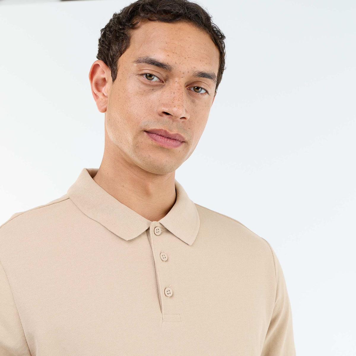 Remera de piqué de algodón BEIGE