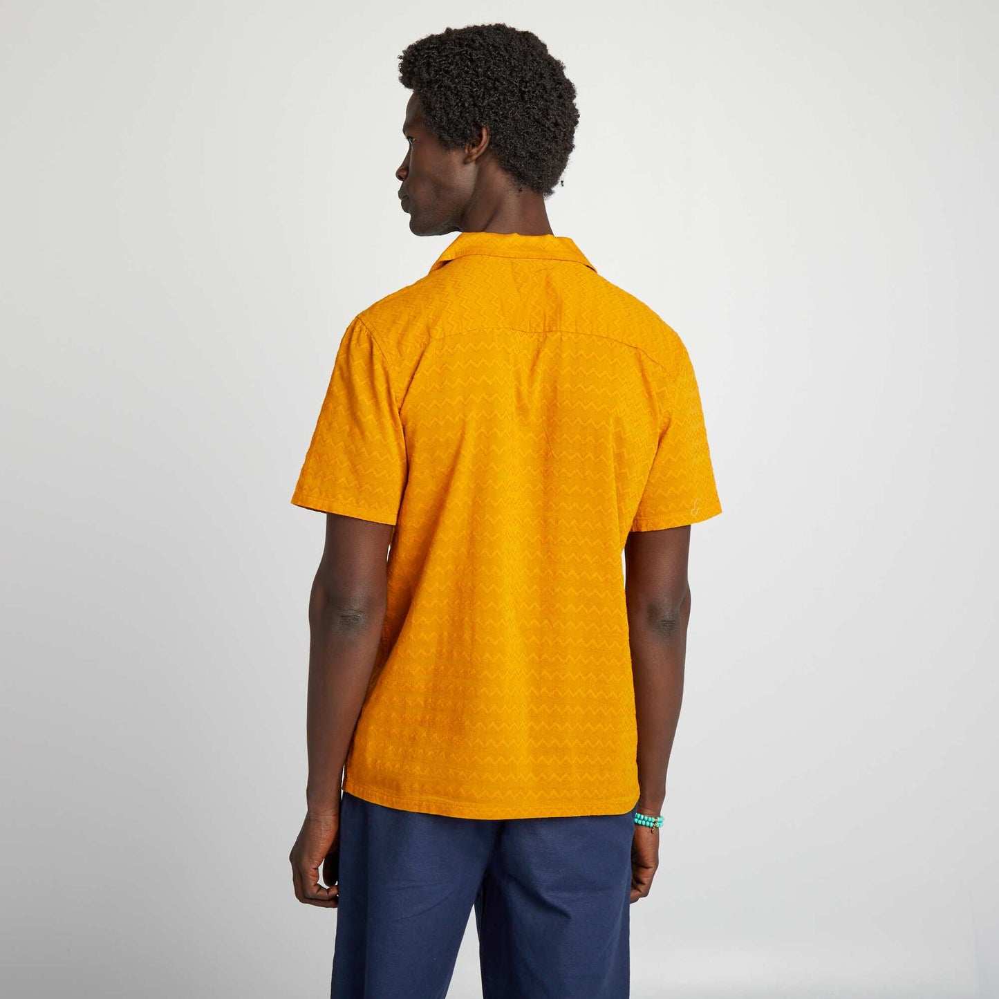 Camisa texturizada de manga corta AMARILLO