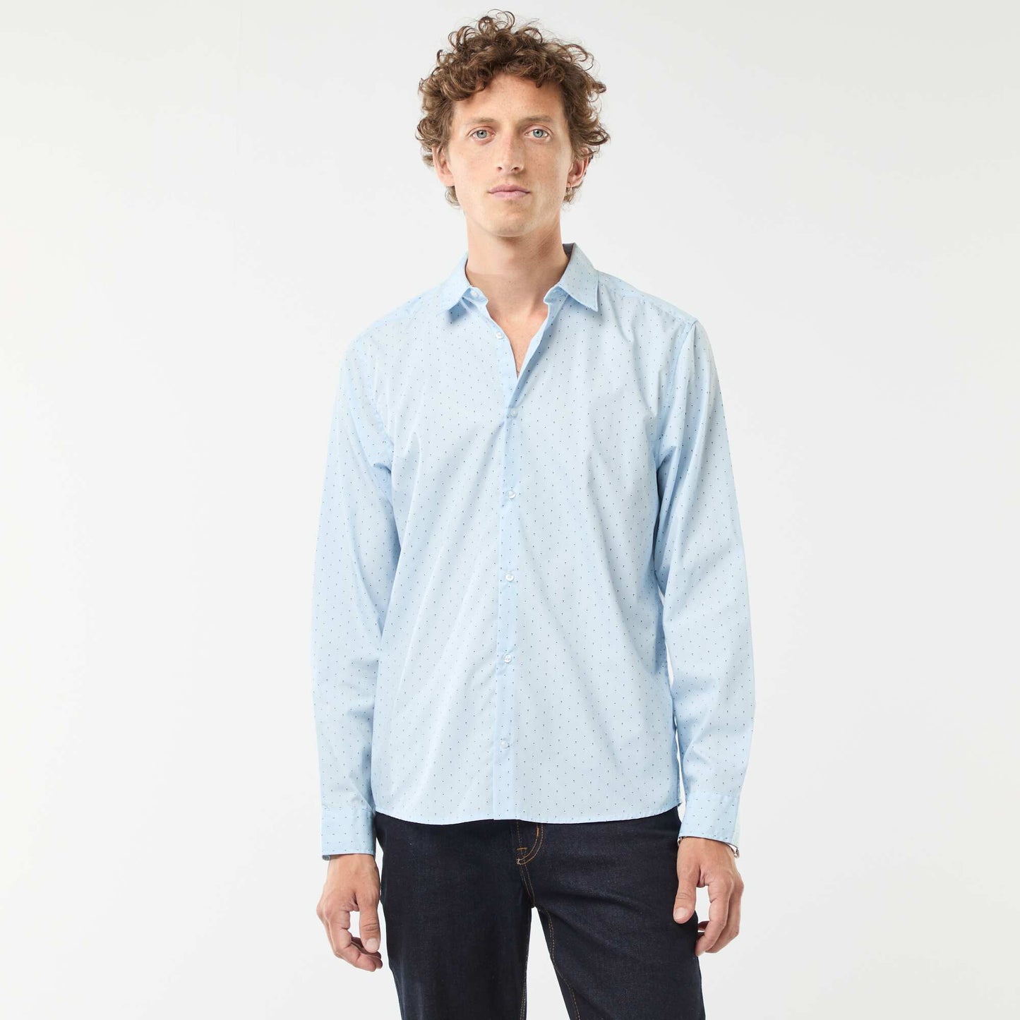 Camisa regular de lunares AZUL