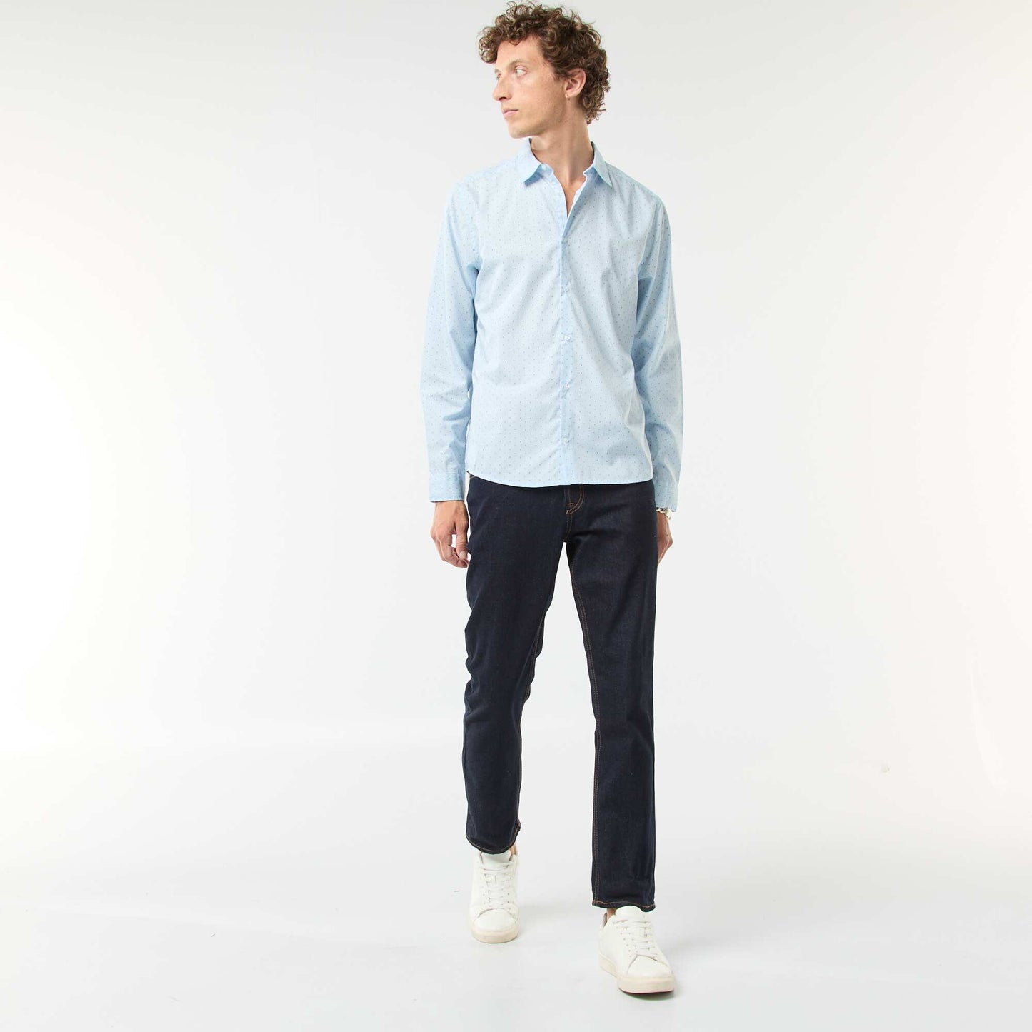 Camisa regular de lunares AZUL