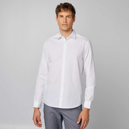 Camisa regular de lunares BLANCO