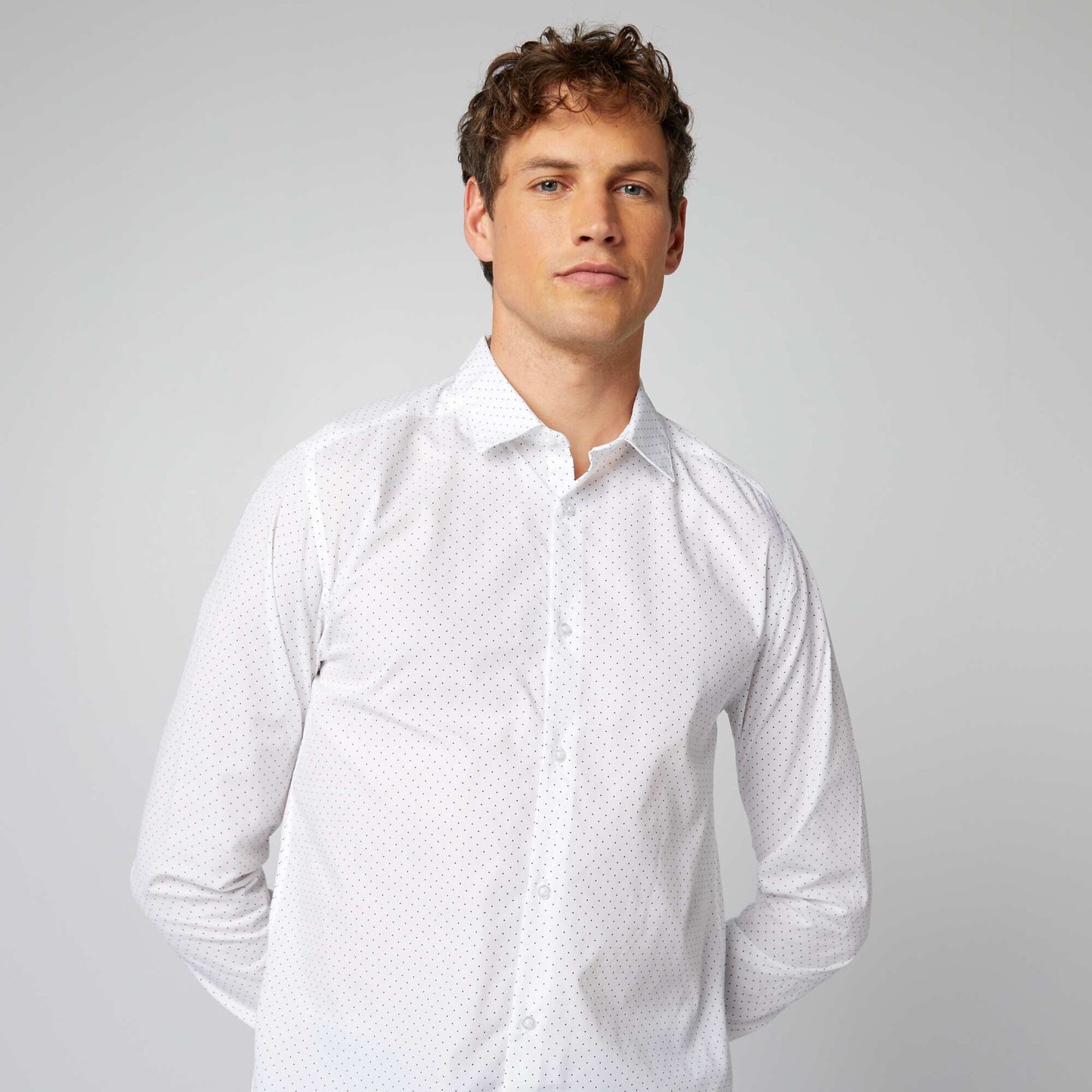 Camisa regular de lunares BLANCO