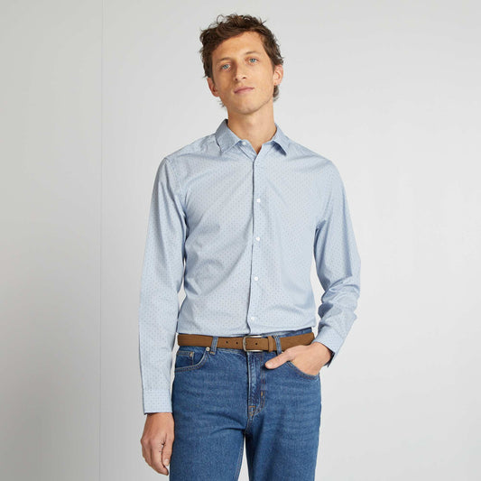 Camisa regular de lunares AZUL