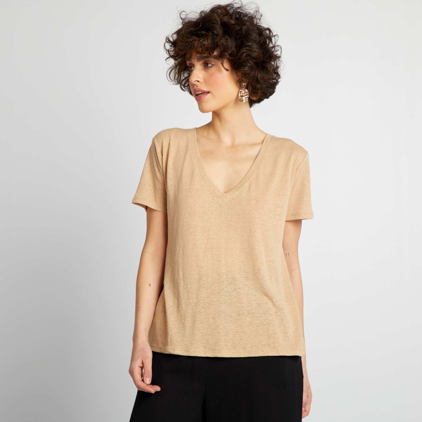 Camiseta básica de manga corta BEIGE