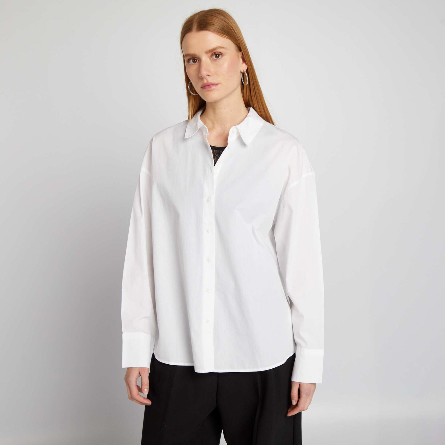 Camisa básica de popelina BLANCO