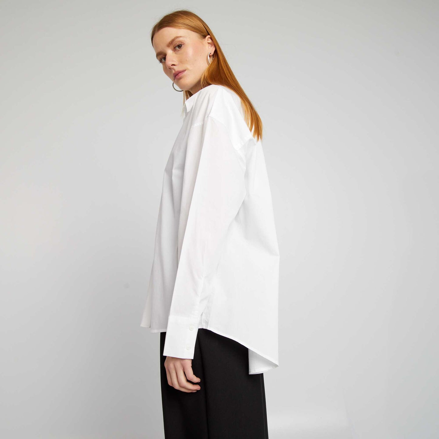 Camisa básica de popelina BLANCO